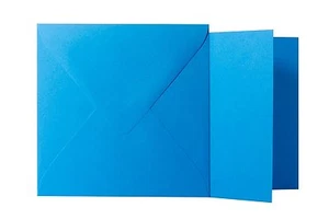 25x Briefumschläge + Klappkarten quadratisch Blau (14x14 cm / 13,5x13,5 cm) - Bild 1 von 1