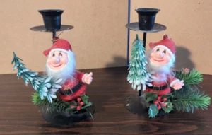 VTG, 1960s, Pair of Felt Elf on Candlestick, Denmark, MCM, Christmas, Holiday - Picture 1 of 12