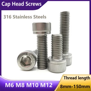 Tornillos de cabeza de tapa 316 acero inoxidable hexagonal pernos de llave Allen M6 M8 M10 M12 - Imagen 1 de 97