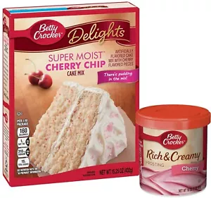 Betty Crocker Cherry Chip Cake Mix und Cherry Frosting Konvolut (2 Artikel) - Bild 1 von 7