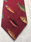 CORNER STONE MENS TIE RED WITH LABELED FISH SPECIES 4 X 58