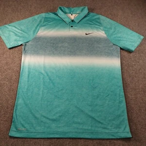 Nike Tiger Woods Golf Polo Shirt Men's Large Green Teal Snap Button (Flaw) - Picture 1 of 15