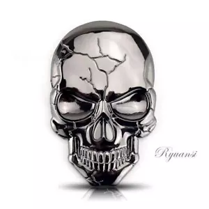 3D Chrome Metal Skull Head Skeleton Evil Bone Car Emblem Badge Decal Sticker - Bild 1 von 12