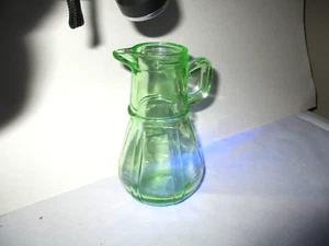 Vintage Green Uranium Glass Syrup Cruet No Lid Glows - Picture 1 of 6