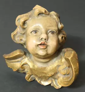 Vecchio Intagliato Holzengel Figura di Legno Angelo Legno Figura Putto Putti - Foto 1 di 10