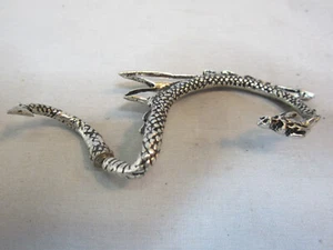 Silver Oriental Dragon Ear Cuff Piercing Single Wrap Earring - Picture 1 of 2