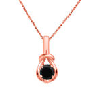 1.00 Ct Natural Round Black Diamond Pendant Necklace In 10K Gold With Box Chain