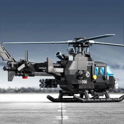 468pcs Military Series Helicopter Model Building Blocks MOC Building Block Toys - Image 1 of 4
