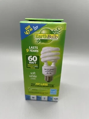 Earthtronics EarthBulb 13 watt 900 Lumens Mini Spiral Soft White light bulb NEW - Image 1 of 4