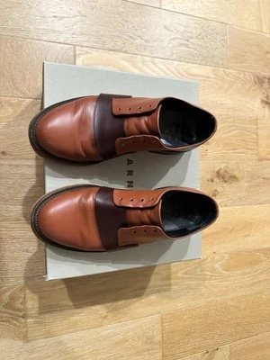 Marni Lace-Up Men’s Color-blocked Rust and Orange Leather Shoes | Size US7 - Image 1 of 4