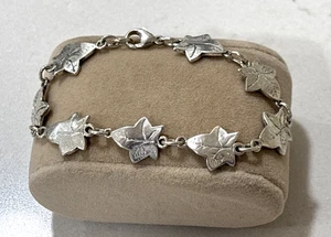 Bezauberndes seltenes Vintage signiertes C Sterlingsilber 925 Efeu Blätter Gliederarmband - 6,7 Zoll - Bild 1 von 11
