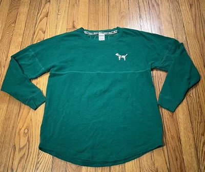 Camiseta Rosa Victoria's Secret Logo Terry Lentejuelas Verde Copos de Nieve Talla Pequeña Foto 1 de 4