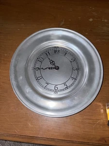 Vintage 10” Pewter Plate Wall Clock WORKING - Picture 1 of 10