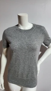 NEU THEORY DAMEN 100 % WEICHES KASCHMIR TOLLEREE GRAU KURZARM PULLOVER GRÖSSE P - Bild 1 von 4