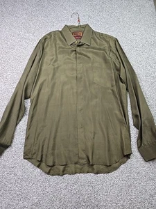 The Silk Road Shirt Mens Medium 15-15.5 Green Silk Long Sleeve Button Up - Picture 1 of 18