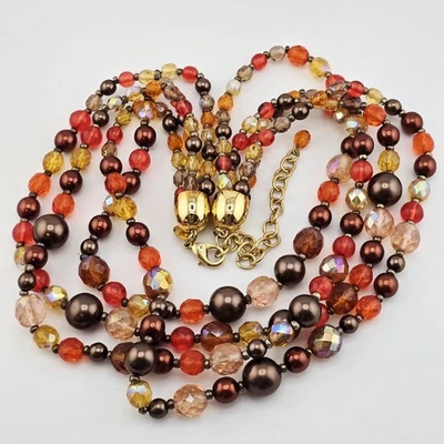 JOAN RIVER «ГЛАМУРНЫЕ НОЧИ» ЧЕШСКИЕ КАМНИ ОРАНЖЕВЫЙ МНОГОЦВЕТНЫЙ ТОРСАДА КОЛЬЕ☆20 - Изображение 1 из 4