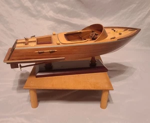 Vintage Handmade Wooden Runabout Boat Display Piece - Picture 1 of 11