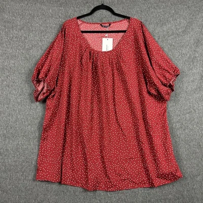 Camisa túnica Bloomchic para mujer talla grande 28 roja blanca lunares manga abullonada Foto 1 de 4