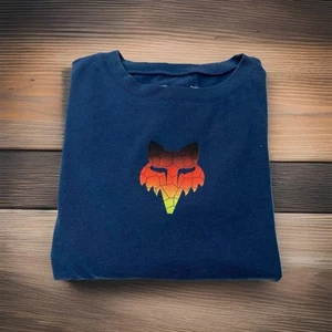 Fox Racing Youth Boys M Medium Blue Graphic Print Short Sleeve  T Shirt - Picture 1 of 12