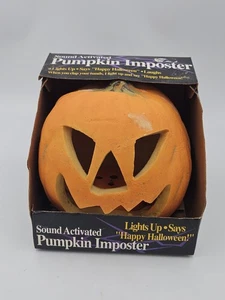 "Halloween 1992 Gemmy Pumpkin Imposter sonido activado con caja 9x8x8"" de colección" - Imagen 1 de 12