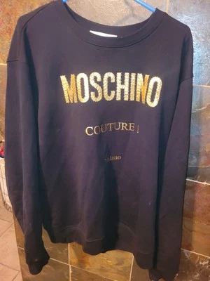 Moschino Couture! Sudadera Negra Talla 46 100% Algodón Cuello Redondo  Foto 1 de 4