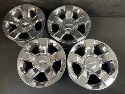 (4) Chevrolet Silverado 1500 Original Chrome Wheels Rims +Caps 20" TPMS Hol.5916 - Image 1 of 4