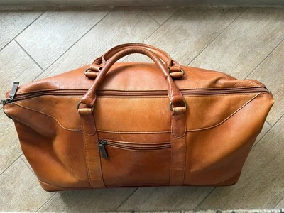 Claire Chase Venice Leather Saddle Carry On Overnight Duffel Bag Travel - Image 1 of 4