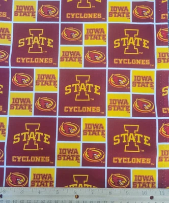 IOWA STATE CYCLONES CHECKED College Cotton Fabric - Image 1 of 2