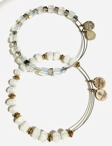 Pulseras Alex and Ani Rafaelianas Oro Blanco Cristal y Cuentas Iridiscentes 2 Piezas - Imagen 1 de 5