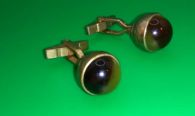 Gemelos vintage Kreisler Craft piedra lunar gemelos bola redonda tono dorado Foto 1 de 3