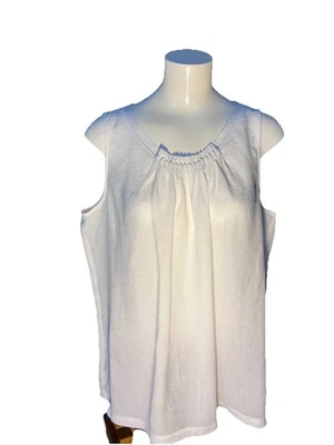 Просто Вера XL белый без рукавов собранный спереди стильная блузка - Изображение 1 из 4