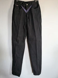 Vintage Blaze Women's Jeans Size 11/30 Black And Purple - Picture 1 of 8