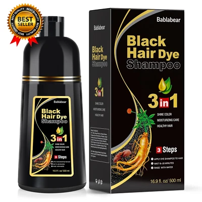 Black Hair Dye Shampoo for Gray Hair, Semi-Permanent Hair Color Shampoo for Wome - Image 1 of 4