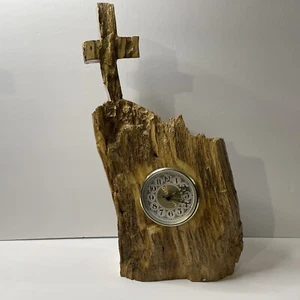 Handcrafted Driftwood Cross Clock Working Clock Deft Wood Clock Unique Cross - Picture 1 of 24
