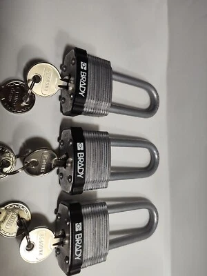 Brady 118941 Keyed Padlock, Extended, Rectangular Reinforced Steel Body, - Image 1 of 4