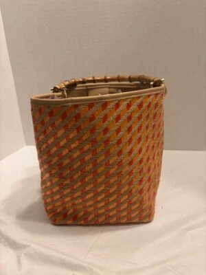 Sondra Roberts LIKE mango de bambú tejido cubo mini bolso naranja (rap-pb-002) Foto 1 de 3