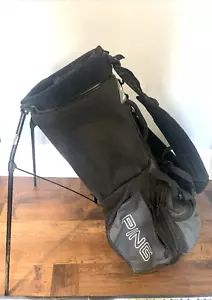 PING Hoofer 2 Golf Bag w/stand Cart Carry 4 Way Golfing Gear w/Rain Cover Black - Picture 1 of 10