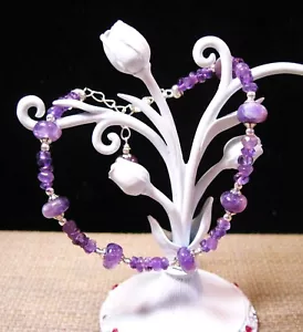 Bellissimo Bracciale Fantasia Argento Sterling 925 Ametista F102 - Foto 1 di 3