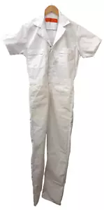 Red Kap Short Sleeve Speedsuit Size Small CP40WH White Elastic Waist with Pocket - Picture 1 of 5