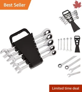 Premium Durable Chrome Vanadium Ratcheting Wrench Set - Metric, 5-Piece - Picture 1 of 8