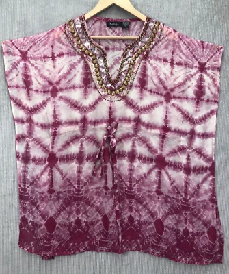 Raviya Kimono Cubre Talla M Rosa Tie Dye Piedras Adornadas Foto 1 de 4