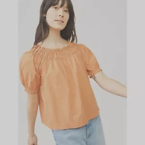 Free Assembly Women’s Puff Sleeve Top, Brown, Small - Picture 1 of 5
