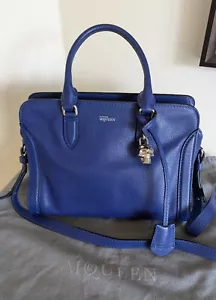 Alexander McQueen Padlock Skull Blue Leather Satchel/Crossbody - Picture 1 of 19