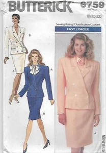 A58 BUTTERICK 6759: JACKET & SKIRT SIZE 18-22 SEWING PATTERN - Picture 1 of 3