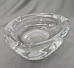 Vintage Daum France Etch Marked Signed Heavy Clear Crystal Ashtray - Picture 1 of 8
