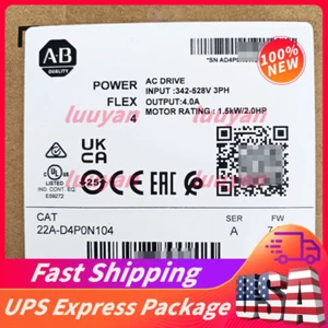 NUOVO Unità CA Allen Bradley 22A-D4P0N104 PowerFlex 4 1,5 kW 2 HP 22AD4P0N104 - Foto 1 di 2