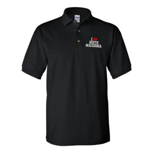 Polo Shirts for Men I Love North Macedonia Cotton Short Sleeves Golf Tees - Picture 1 of 11