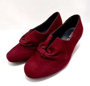 Hotter Donna Size 5 UK New Dark Red Suede Court Shoes - Picture 1 of 6