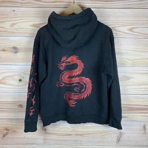 J Galt Hoodie Womens Medium Hong Kong Dragon Graphic Brandy Melville Gym Grunge - Picture 1 of 9
