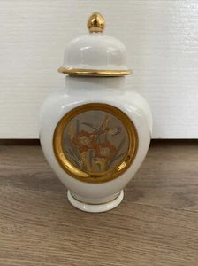 Japanese Art Of Chokin Collection 24k Gold Inlay Fine Porcelain Vase Jar Urn - Picture 1 of 6